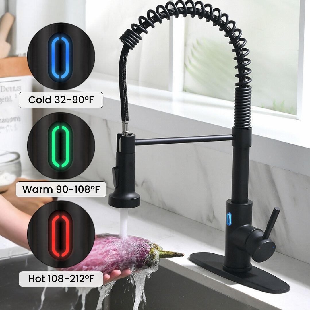 Hands-Free Kitchen Faucet with LED Light & Motion Sensor Activation