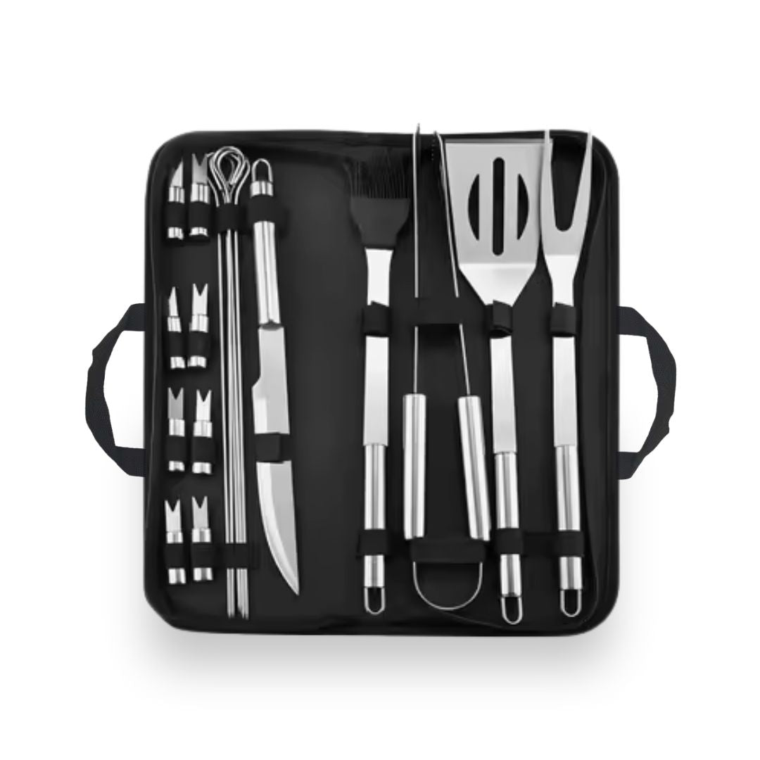 BBQ Tool Set - Stainless Steel BBQ Tool Kit with Grill Utensils & BBQ Equipments