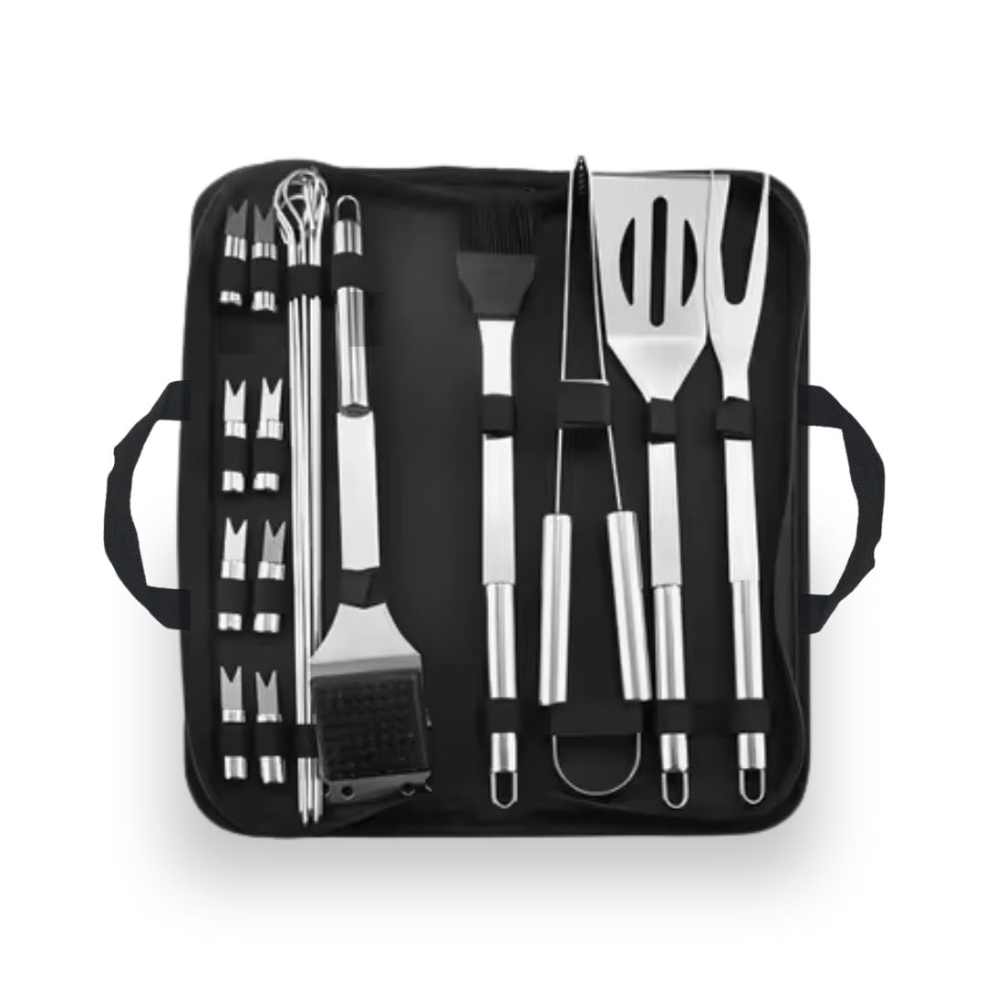 BBQ Tool Set - Stainless Steel BBQ Tool Kit with Grill Utensils & BBQ Equipments