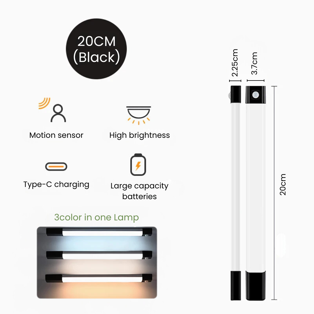 20 cm black wireless under cabinet lighting