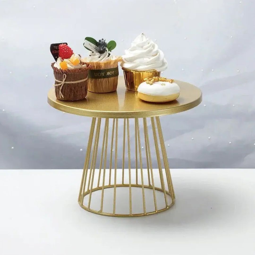 Gold Cake Stand - Metal Dessert Display Set, Wedding Party Cake Stand, Tray Platter for Serving