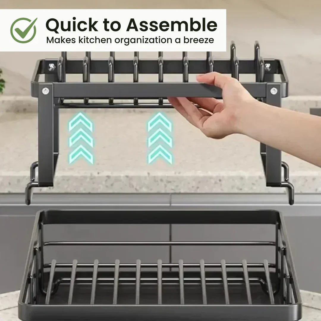 2 tier dish drying rack quick assemble