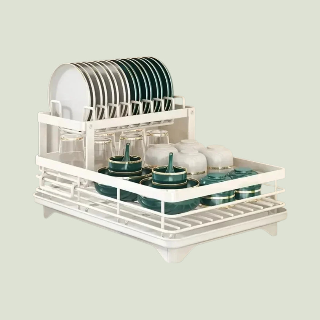 2 tier dish drying rack white