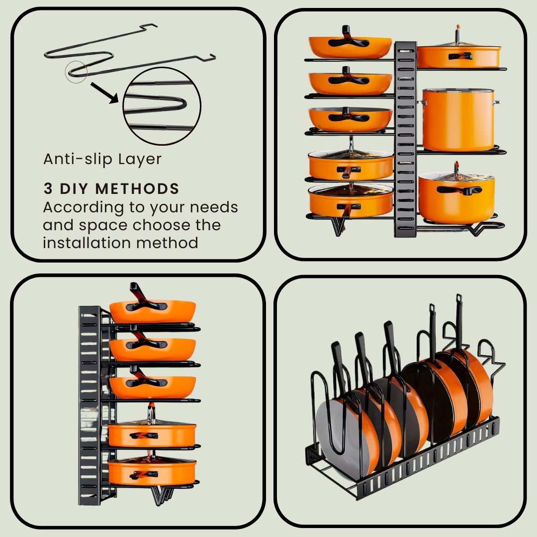 pots and pans organizer for kitchen cabinet