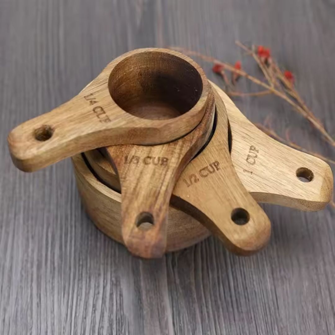 Wooden Measuring Cups - Cute Small Set for Baking & Kitchen Use