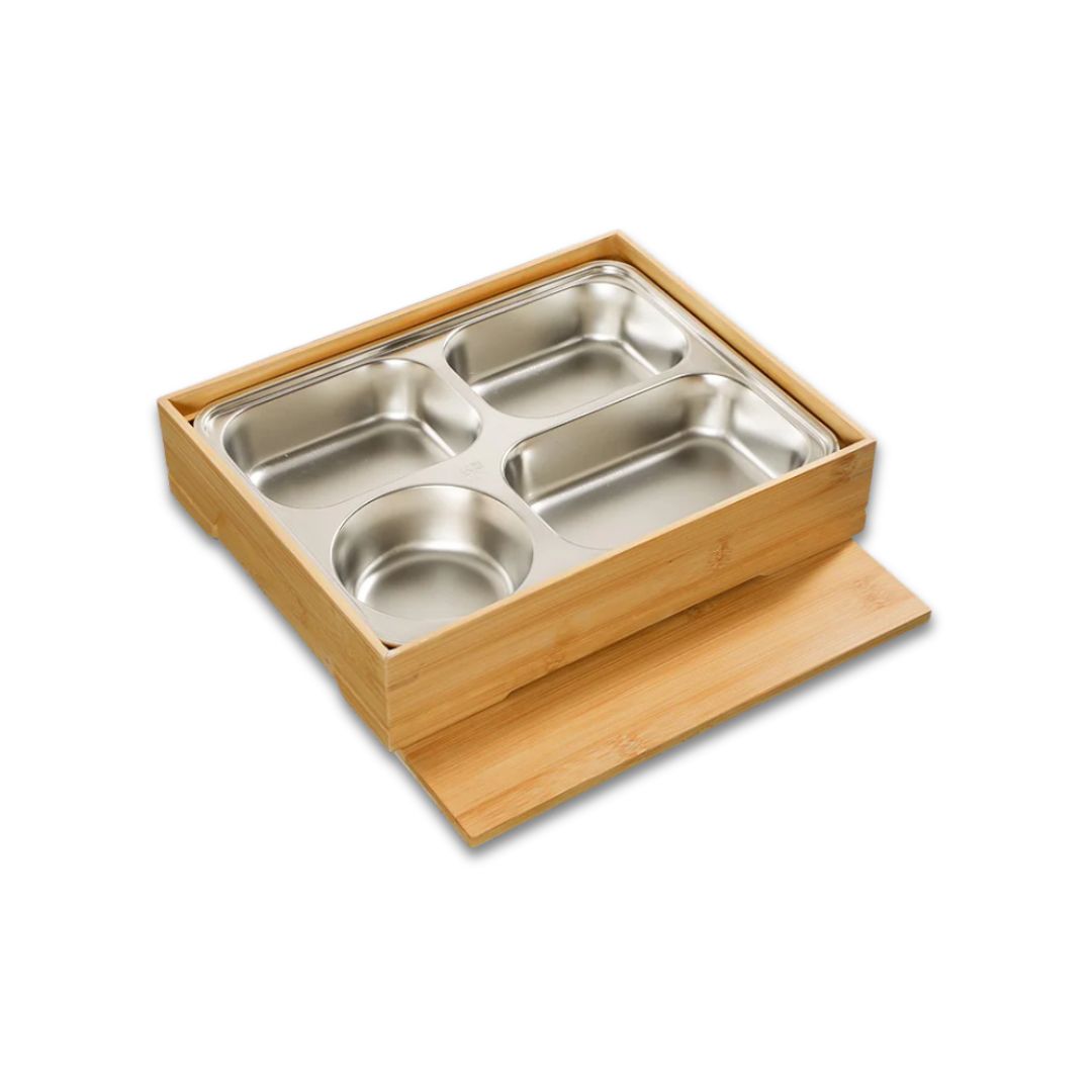 Bamboo Bento Box - Natural Japanese Wooden Lunch Box, Portable Food Container with Compartments