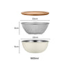 Colander Set - 3Pcs Mixing Bowl with Fine Mesh Strainer & Bamboo Lid