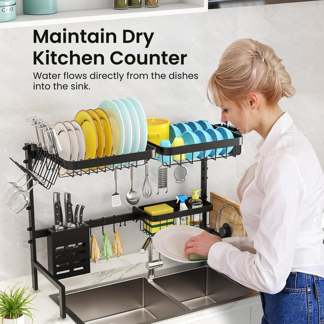 Dish drying rack for an organized kitchen counter