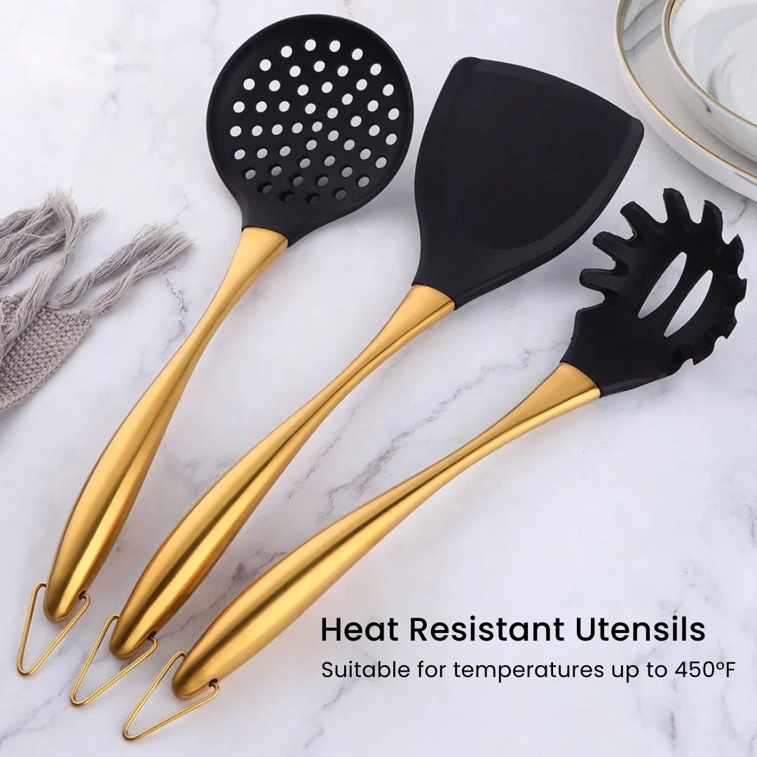 Stainless Steel Cooking Utensils Set & Kitchen Tools for Nonstick Cookware