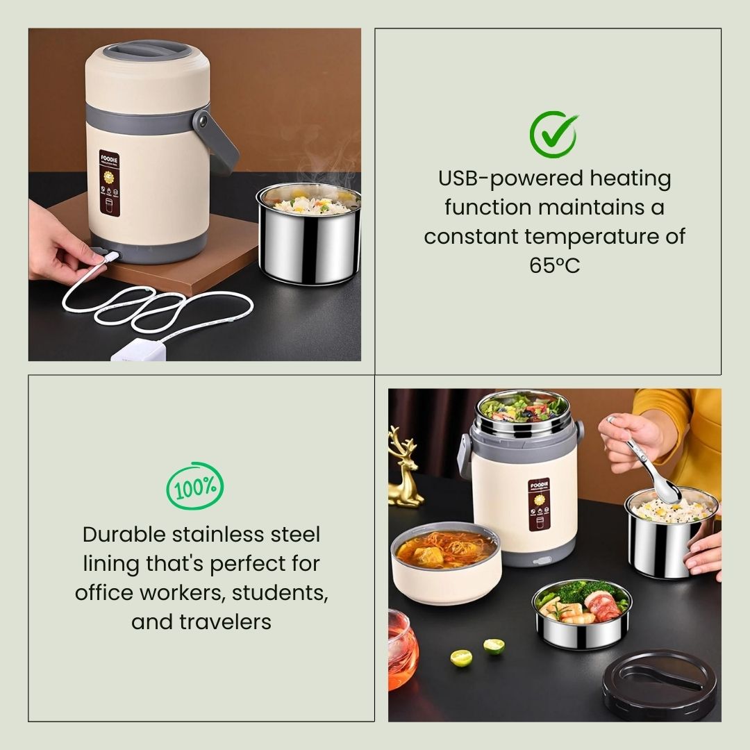 Heated Lunch Box - USB Powered Electric Bento Box and Scheduled Meal Warmer