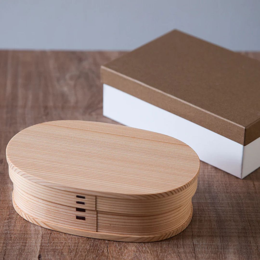 Wooden Bento Box - Traditional Lunch Box with Compartments, Portable and Reusable Meal Container