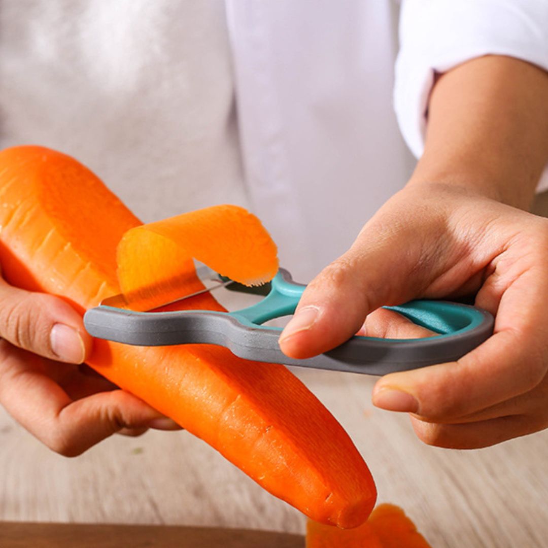 Fruit Slicer - 3 Piece Stainless Steel Vegetable and Fruit Cutter, Potato and Strawberry Peeler Set