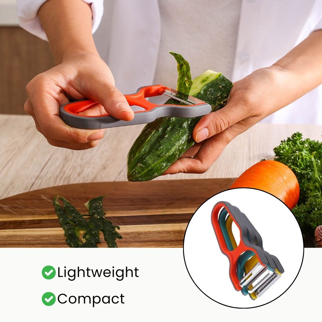 Fruit Slicer - 3 Piece Stainless Steel Vegetable and Fruit Cutter, Potato and Strawberry Peeler Set