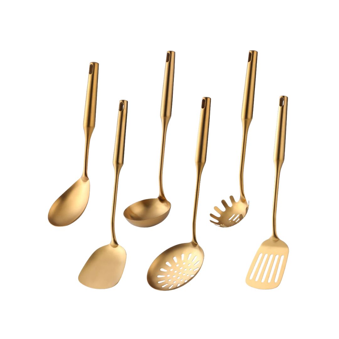 Golden Kitchen Utensils - Gold Flatware Set with Spatula & Accessories