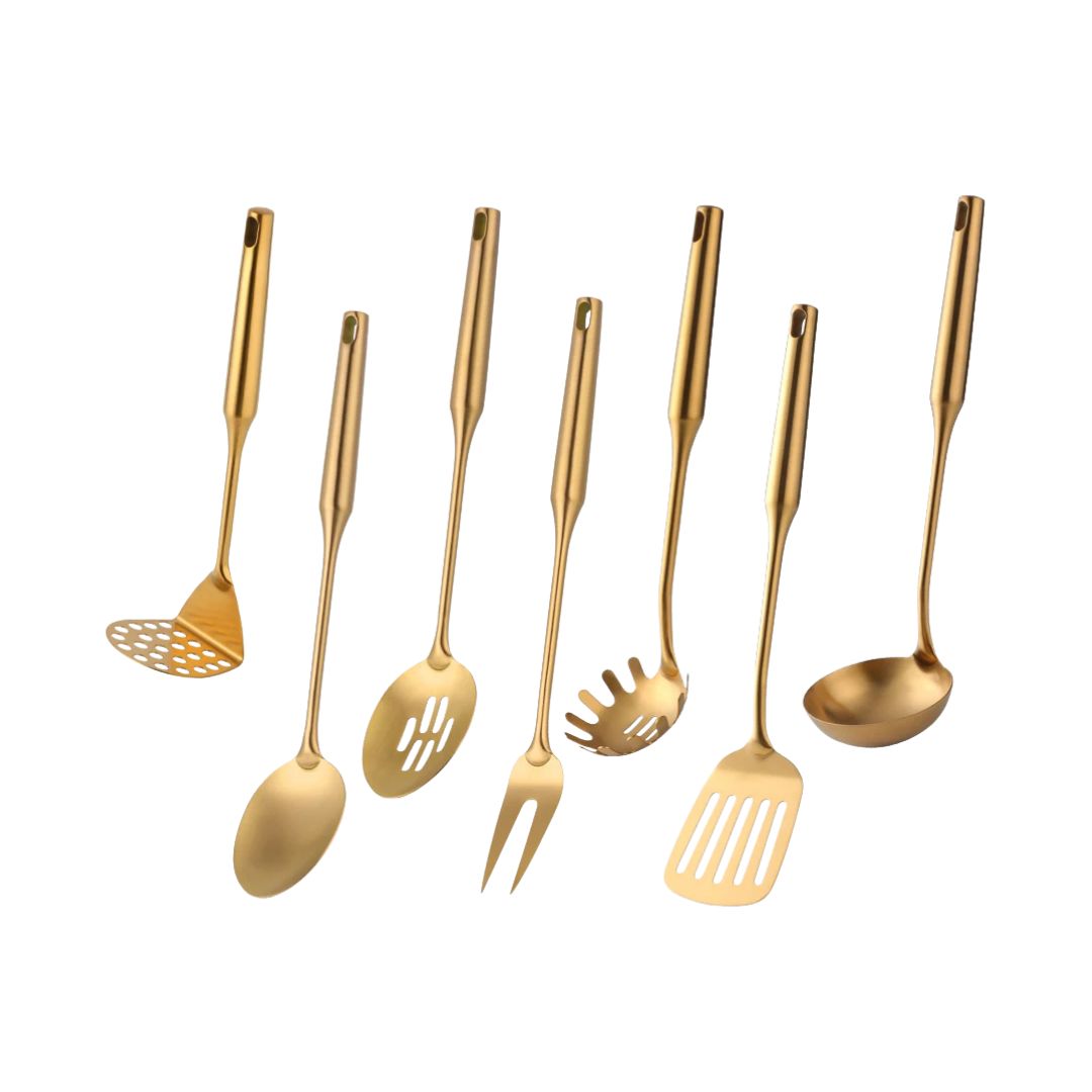 Golden Kitchen Utensils - Gold Flatware Set with Spatula & Accessories