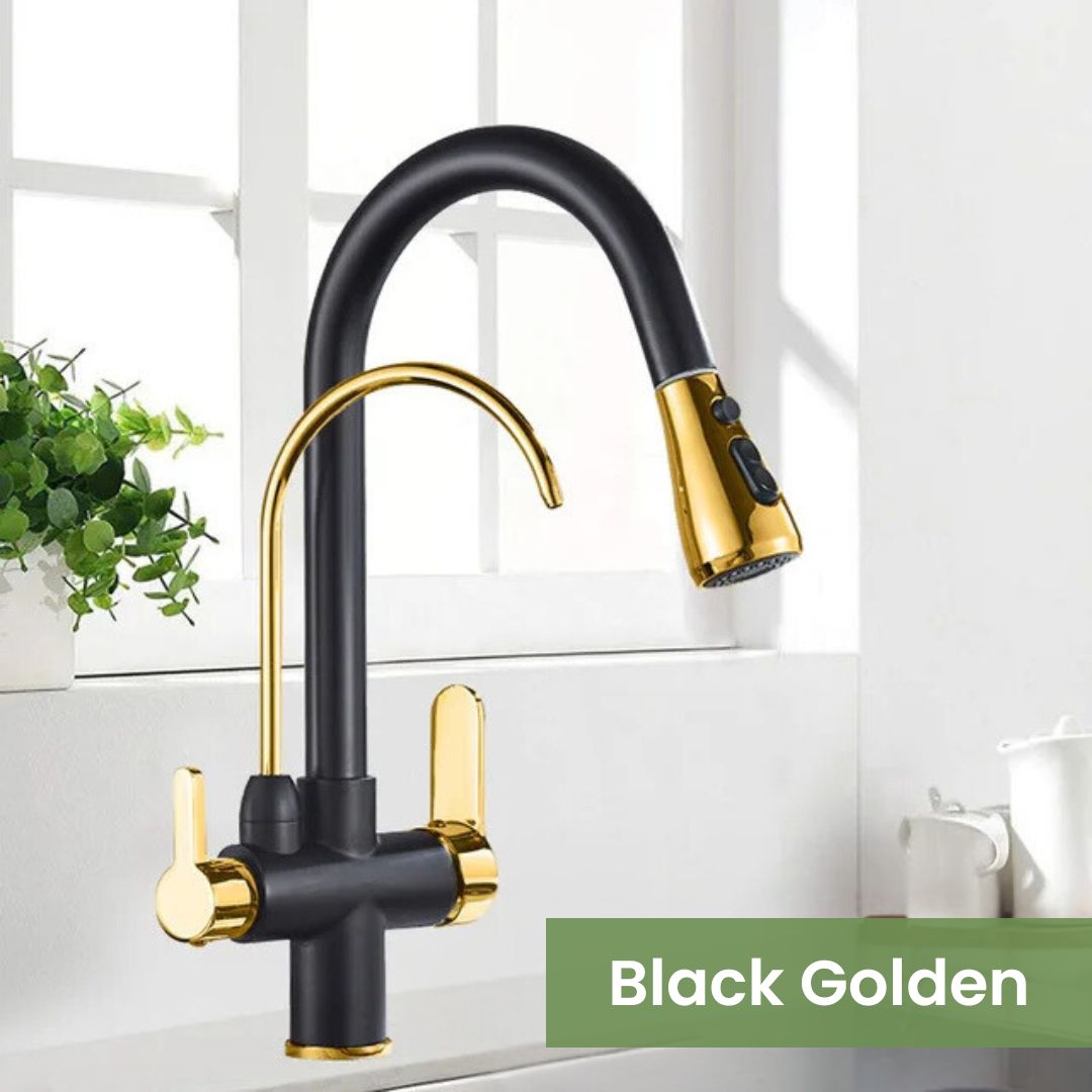 Kitchen Sink Faucet - Dual Handle Stainless Steel Faucet with Pull-Out Sprayer