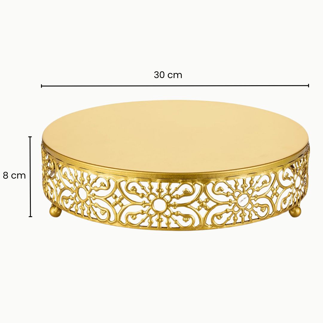 Metal Round Gold Cake Stand - Wedding Dessert Displays and Special Occasion Table Settings