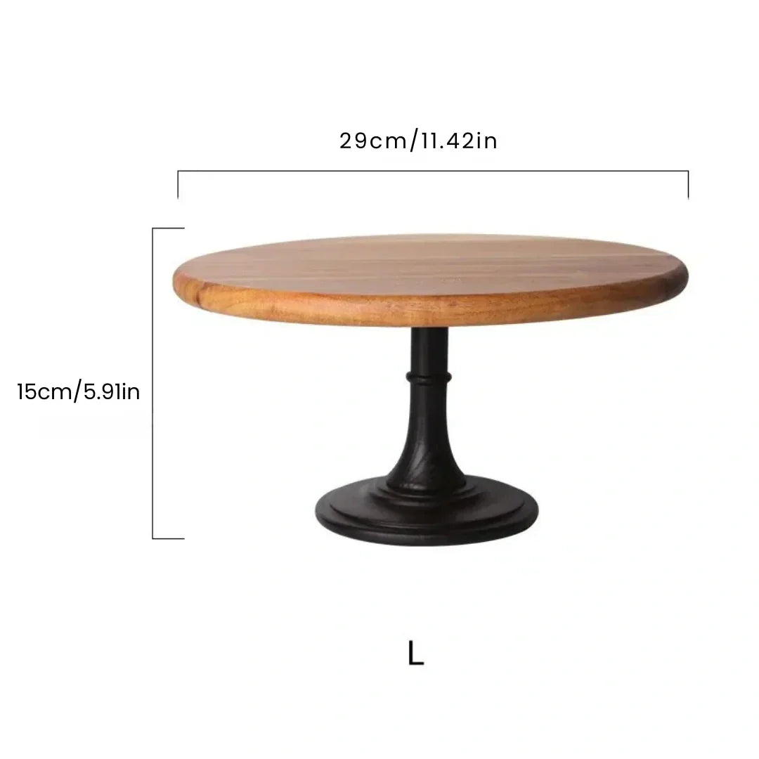 Large natural acacia wooden cake stand