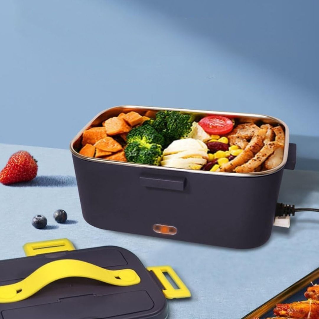 Leak Proof Lunch Box - 1.8L Portable Stainless Steel Heated Lunch Box with Carry Bag for Car, Office or Travel