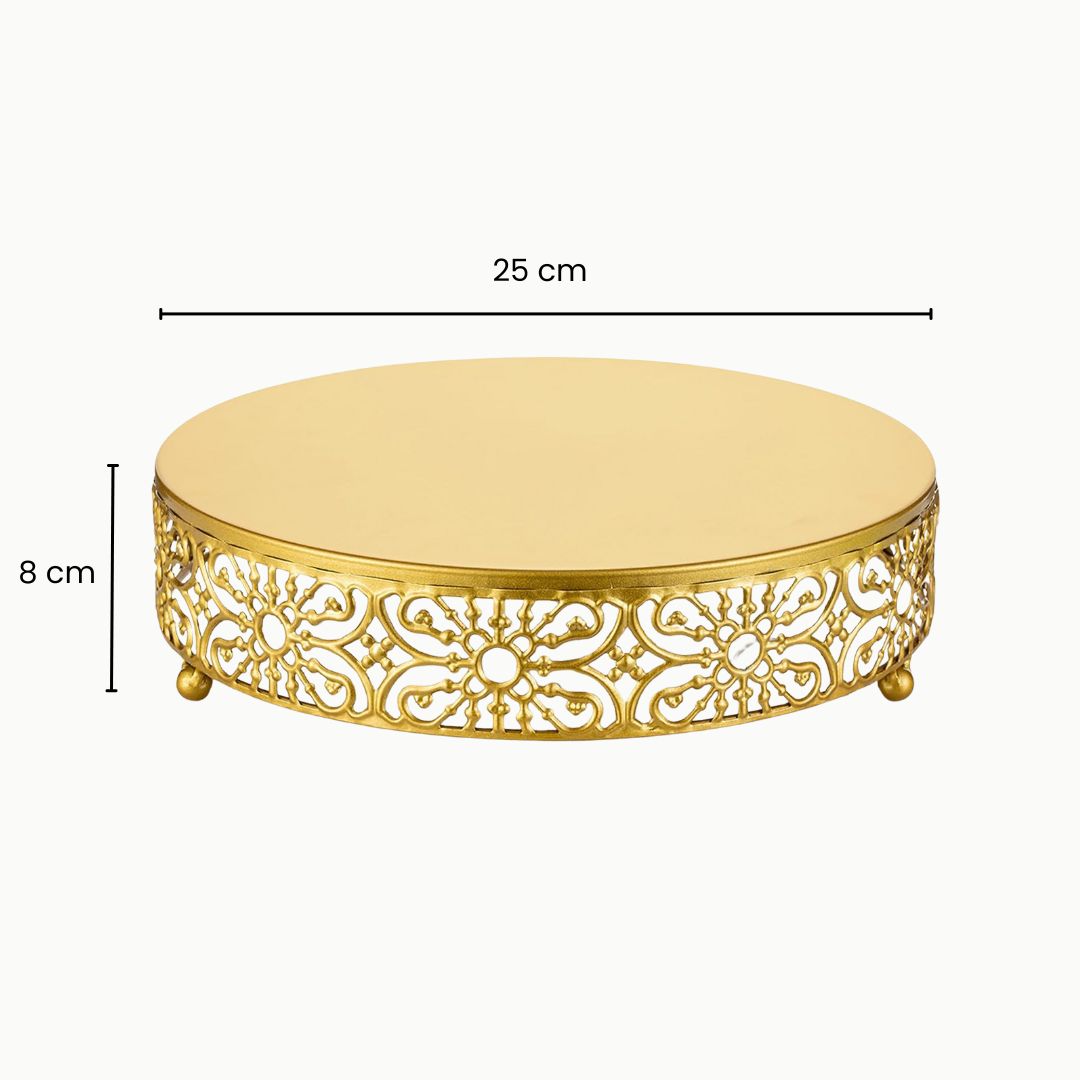 Metal Round Gold Cake Stand - Wedding Dessert Displays and Special Occasion Table Settings