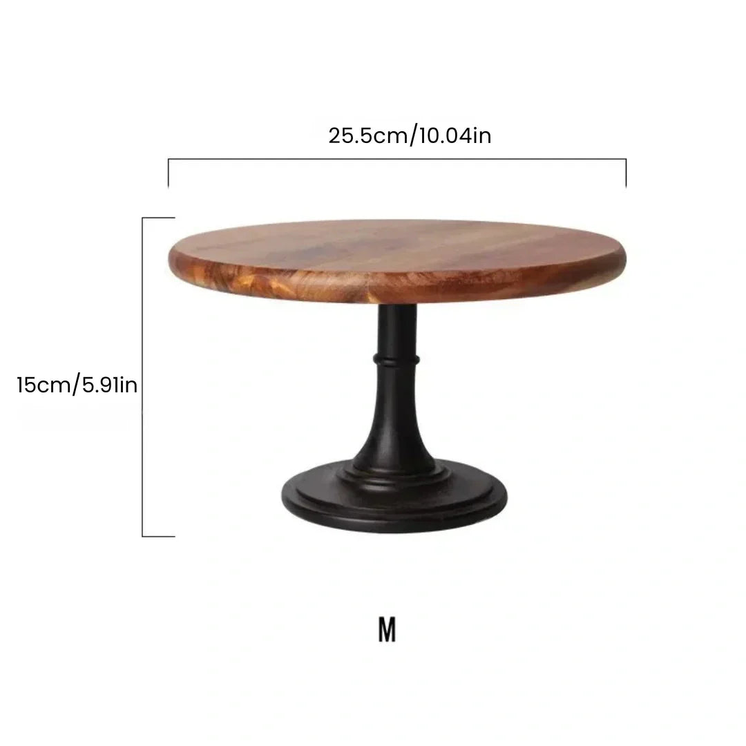 Medium natural acacia wooden cake stand