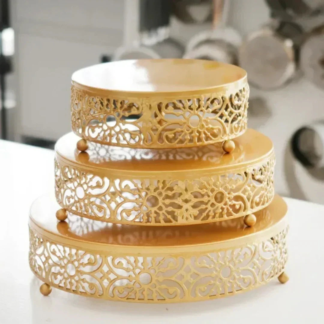 Metal Round Gold Cake Stand 3pcs set