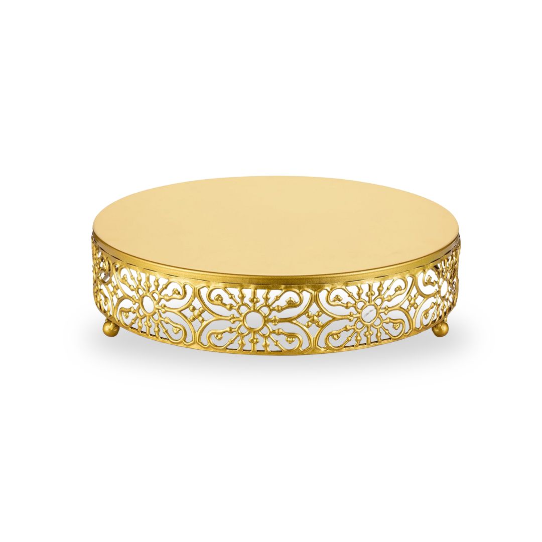 Metal Round Gold Cake Stand - Wedding Dessert Displays and Special Occasion Table Settings