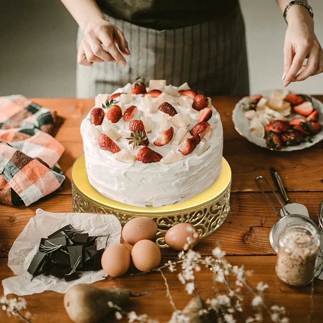 Metal Round Gold Cake Stand with Desserts ​