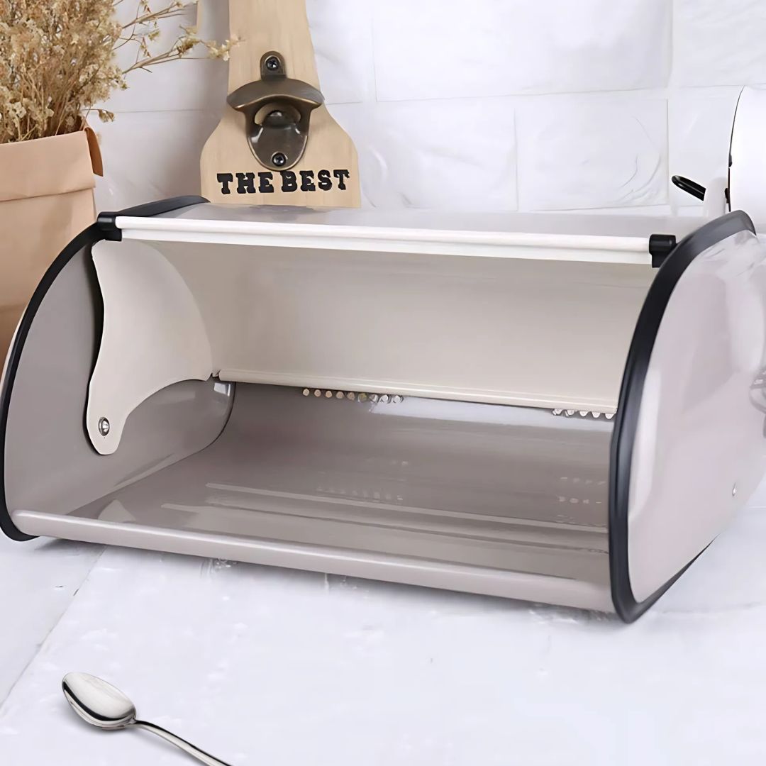 Metal Bread Box - Retro Metal Bread Bin with Lid & Vintage Bread Box