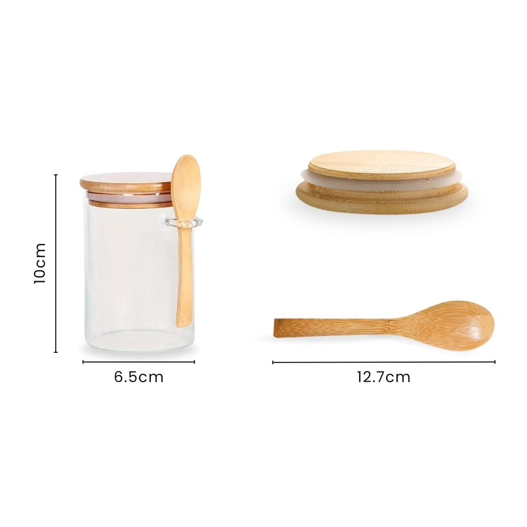 Overnight Oats Container - Glass Jar with Lid and Spoon for Meal Prep, Breakfast Storage