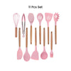 Pink Kitchen Utensils - Stylish Silicone Cooking Tools Set for Cookware