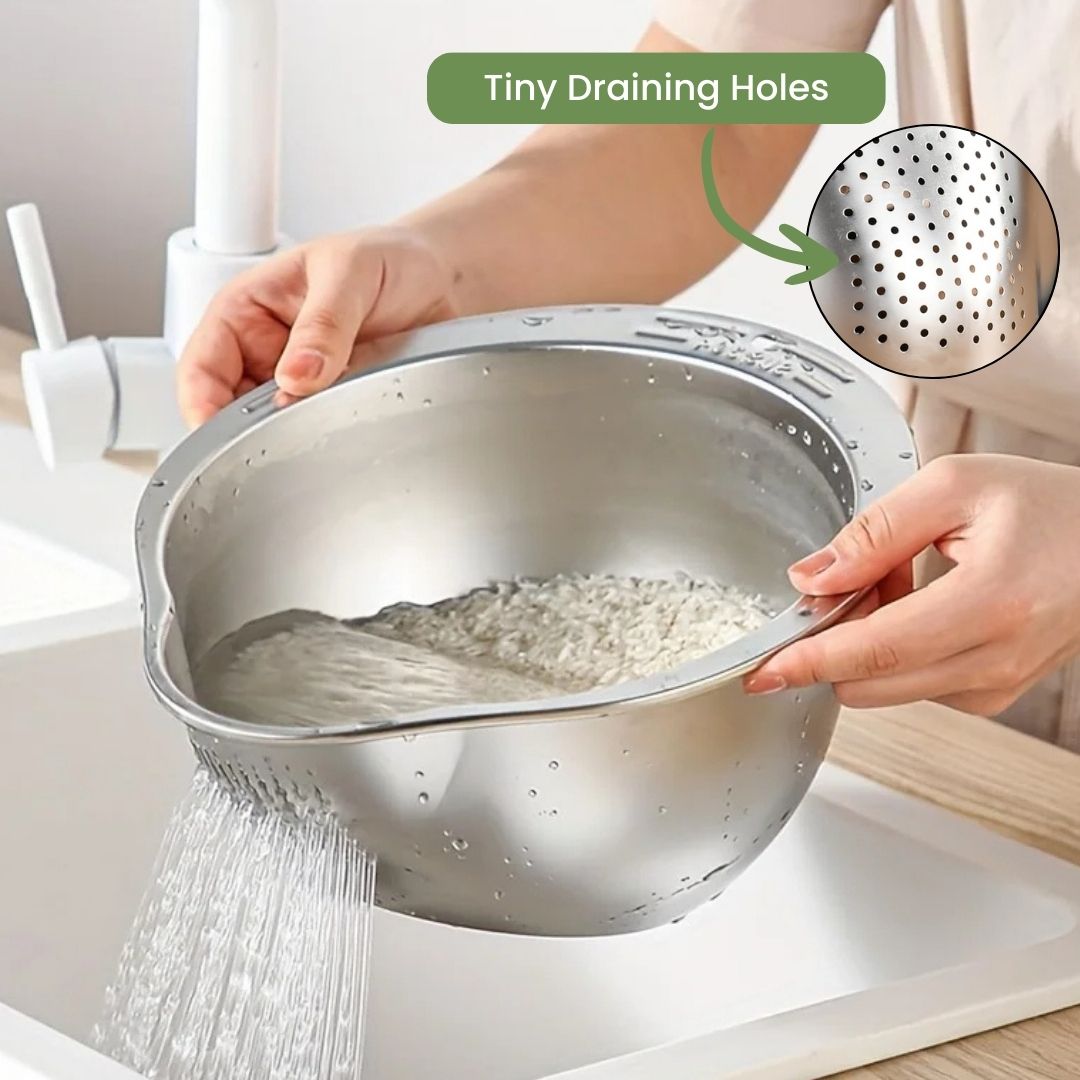 Rice Washer -  Kitchen Strainer Bowl for Vegetables, Fruits, & Rice