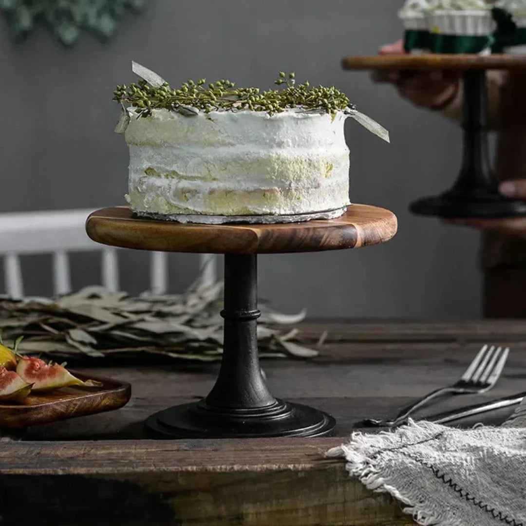 Rustic wooden cake stand