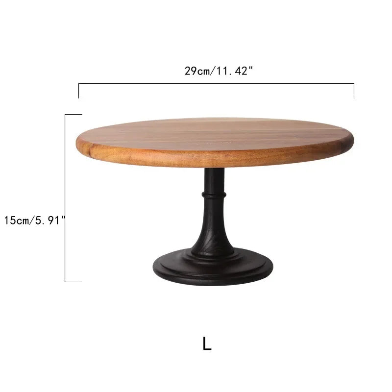 Wooden Cake Stand - Natural Acacia, Rustic Round Design for Weddings, Parties & Desserts