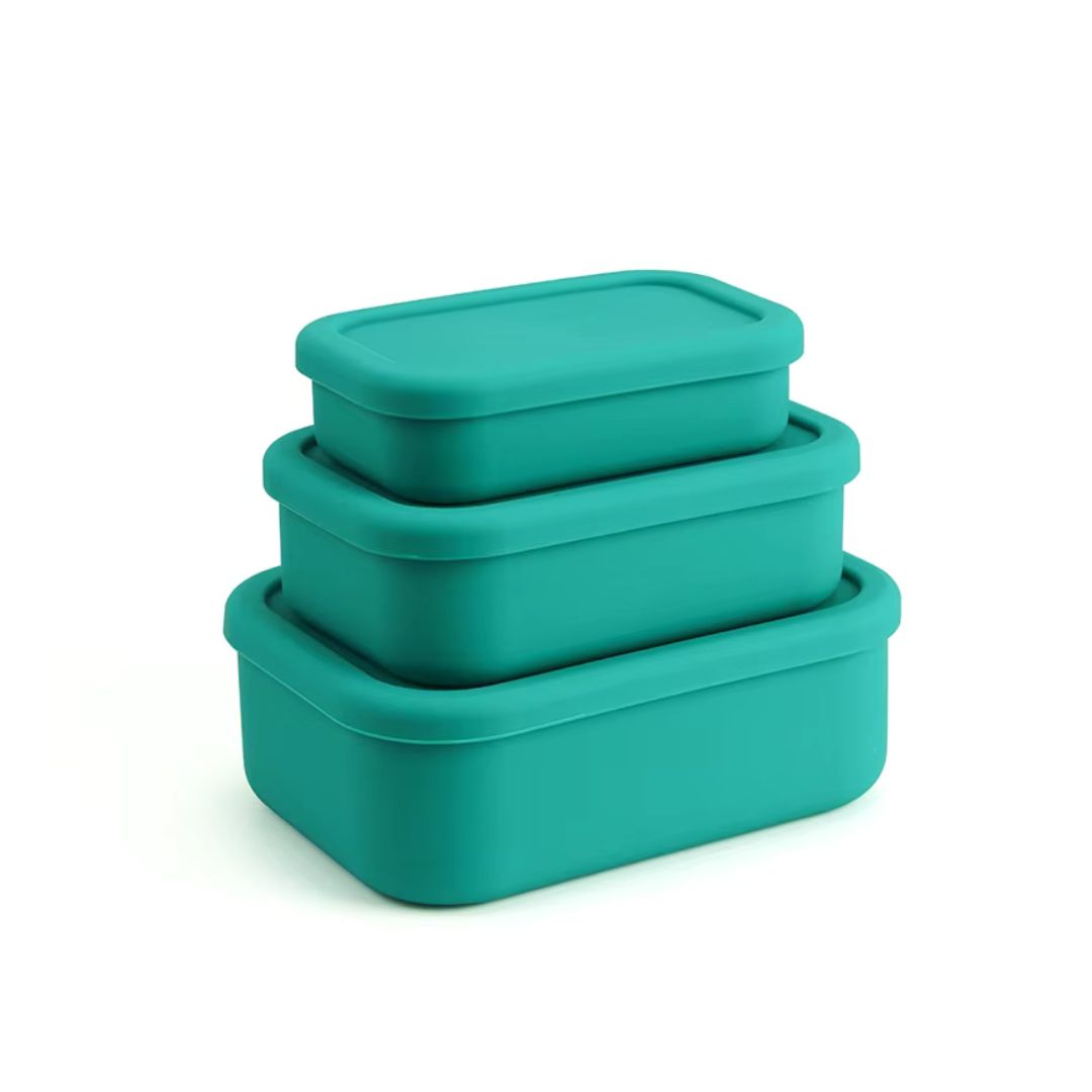 Silicone Bento Box - Microwave Safe Lunch Box Container, Portable Food Container for Meal Prep