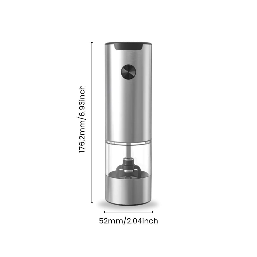 Electric Salt and Pepper Shakers | Stainless Steel with Adjustable Grind and LED Light