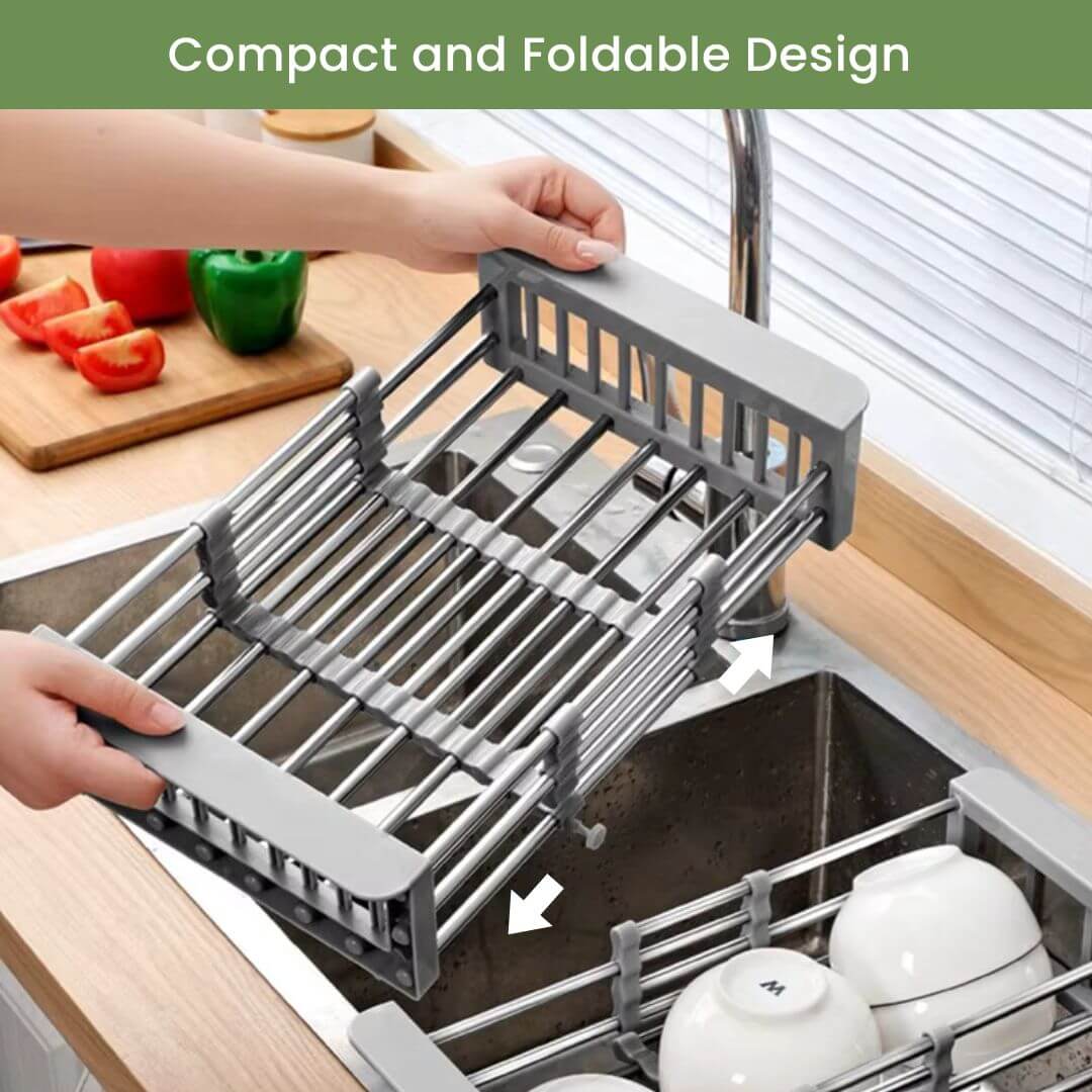 Sink Drain Rack - Portable Over Sink Dish Drying Rack for Kitchen