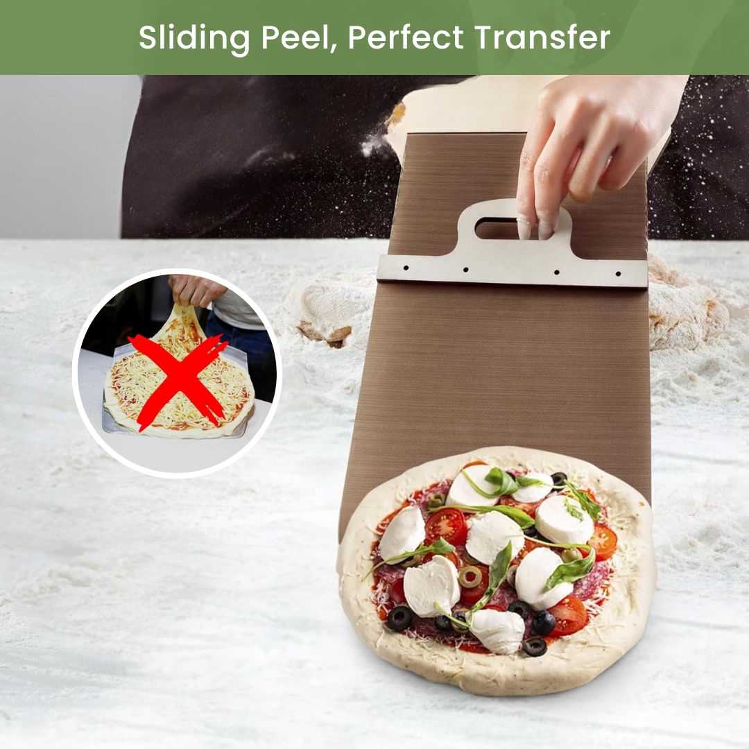 Slide Pizza Peel - Wooden Non-Stick Pizza Tool with Handle for Home and Professional Use