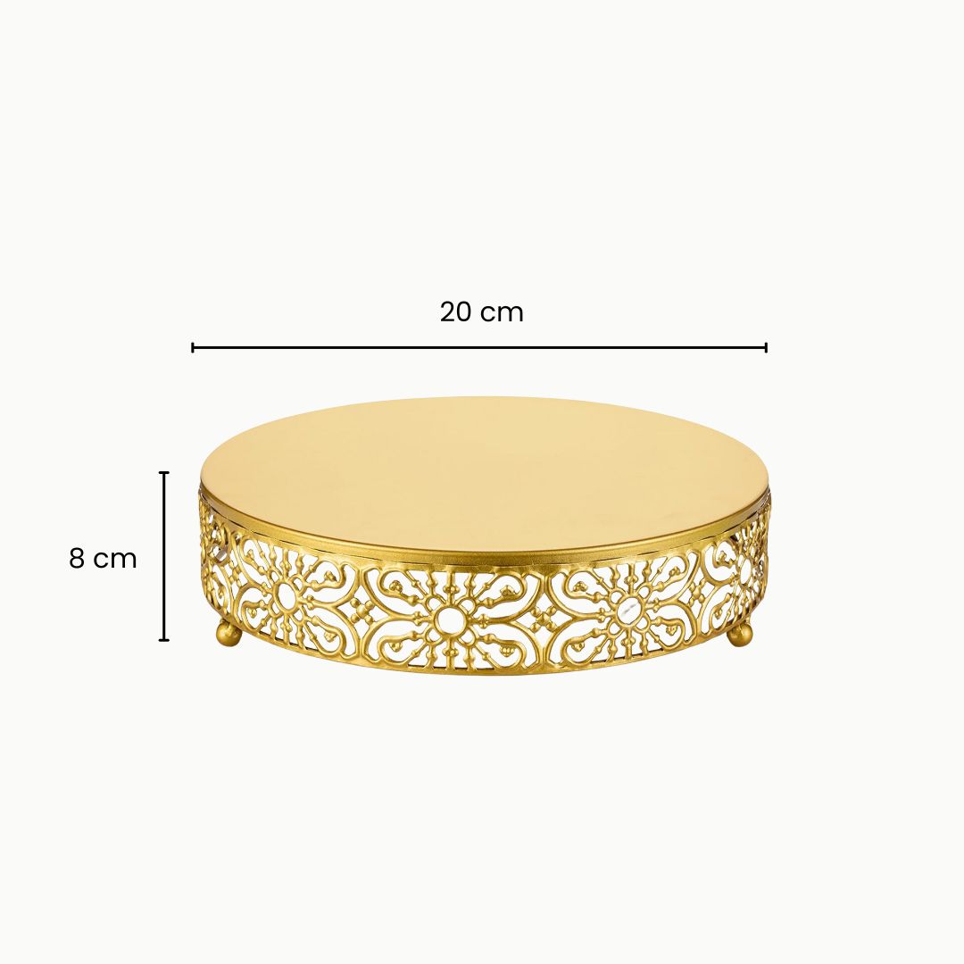 Metal Round Gold Cake Stand - Wedding Dessert Displays and Special Occasion Table Settings