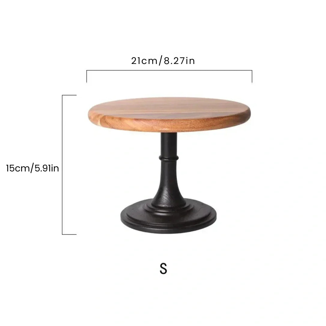 Small natural acacia wooden cake stand