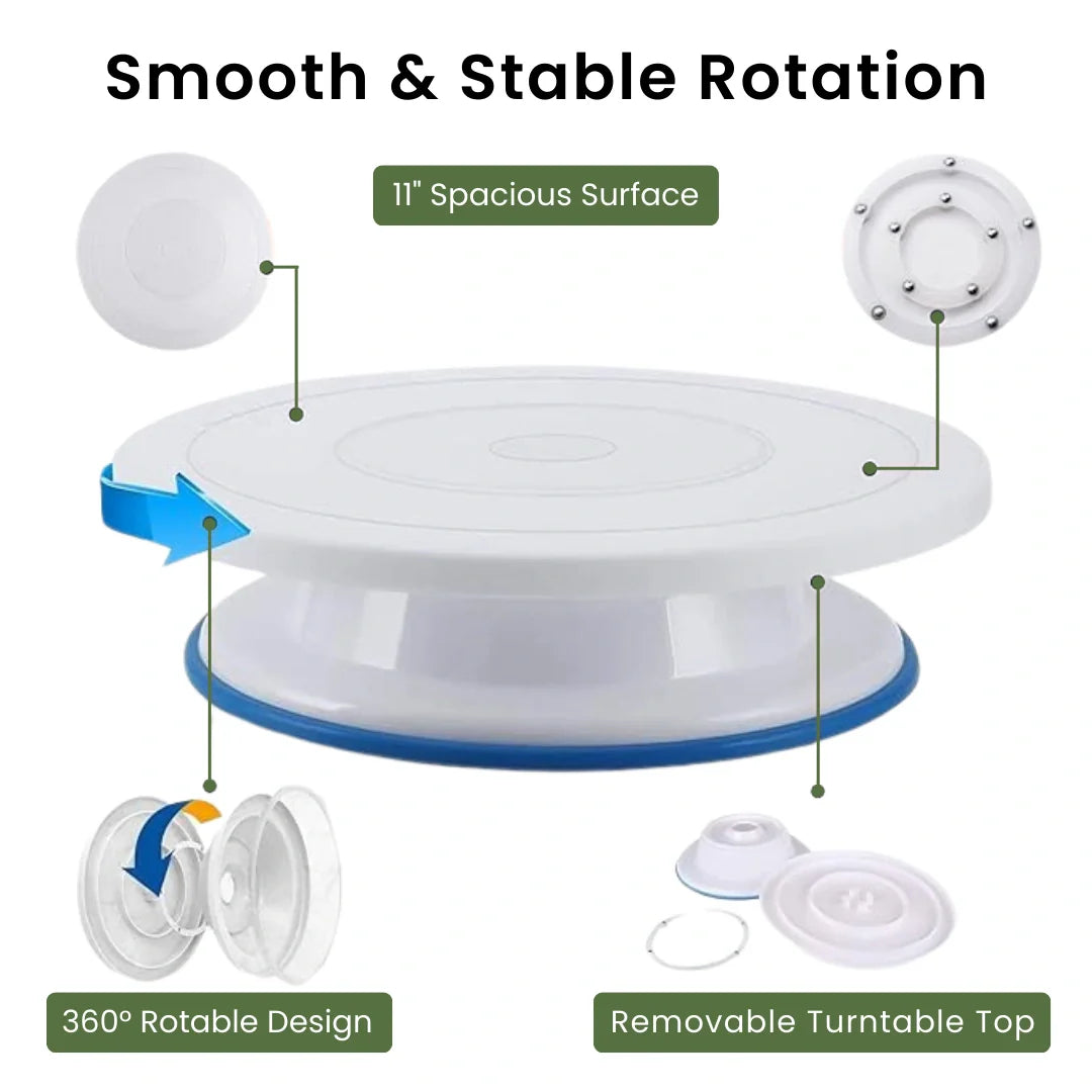 Smooth 360° rotating cake stand