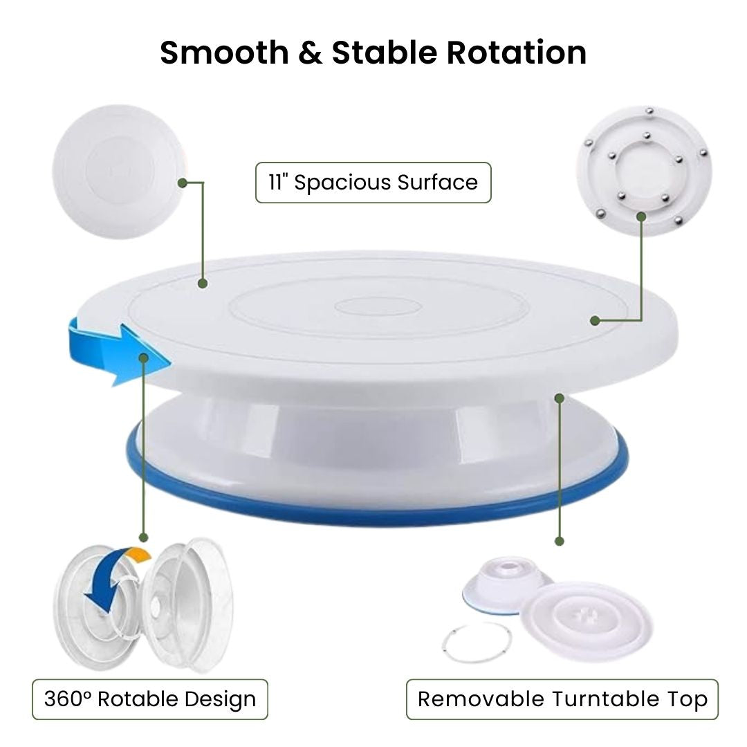 Rotating Cake Stand - 35 Piece Cake Decorating Tools with Stainless Steel Turntable, Piping Tips, Scrapers, and Spatulas