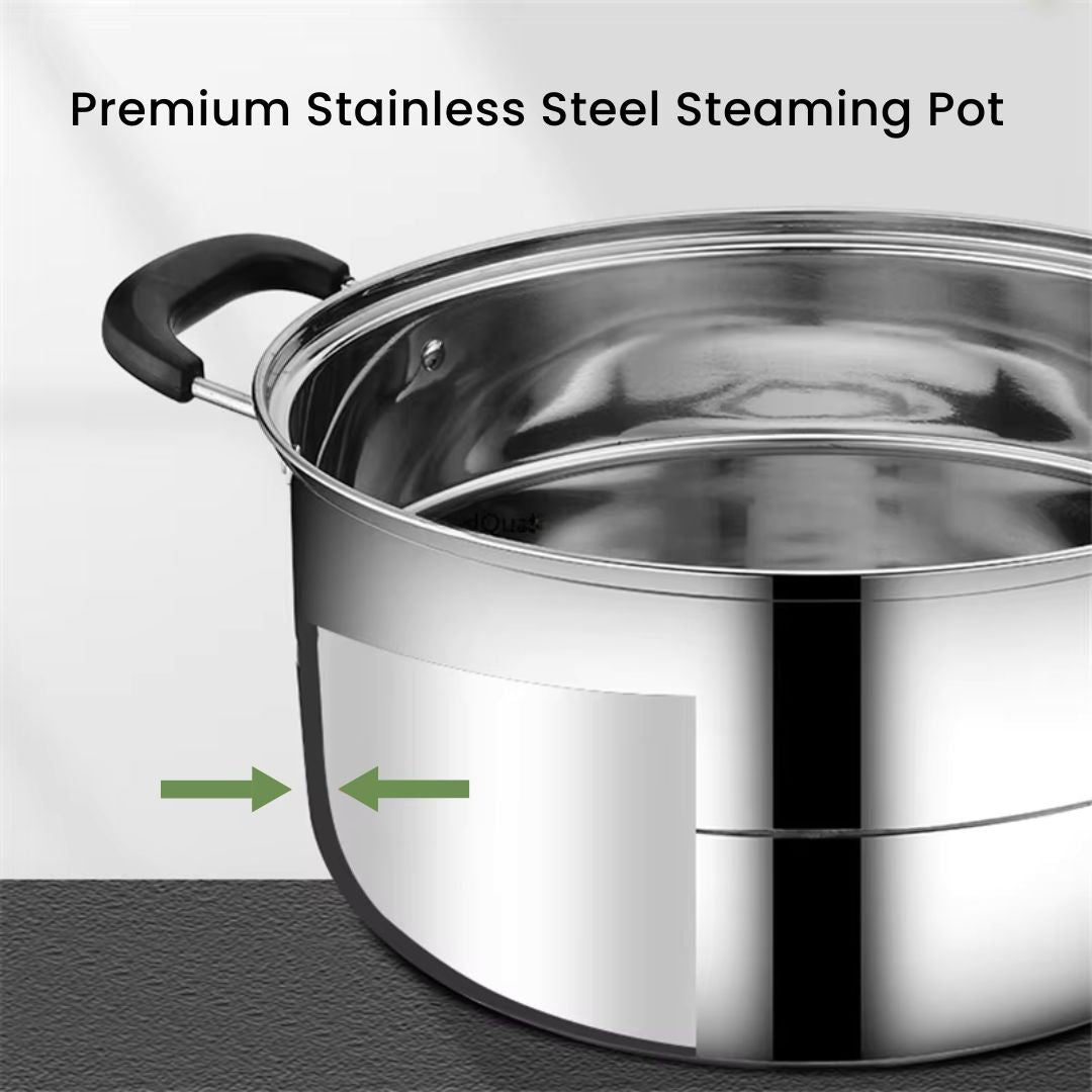 Stainless Steel Steaming Pot - Large Steam Cookware for Gas Stove, & More