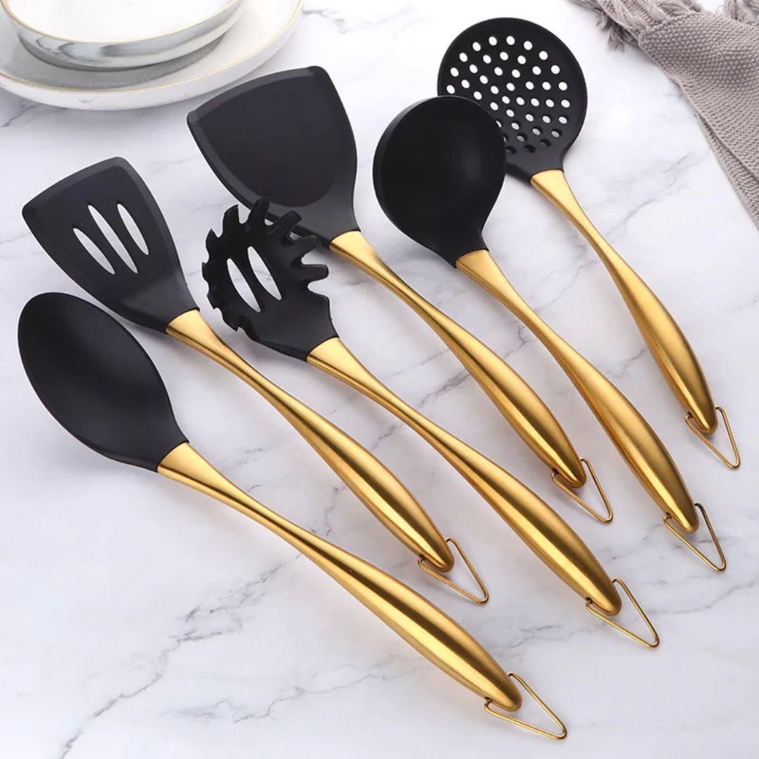 Stainless Steel Cooking Utensils Set & Kitchen Tools for Nonstick Cookware