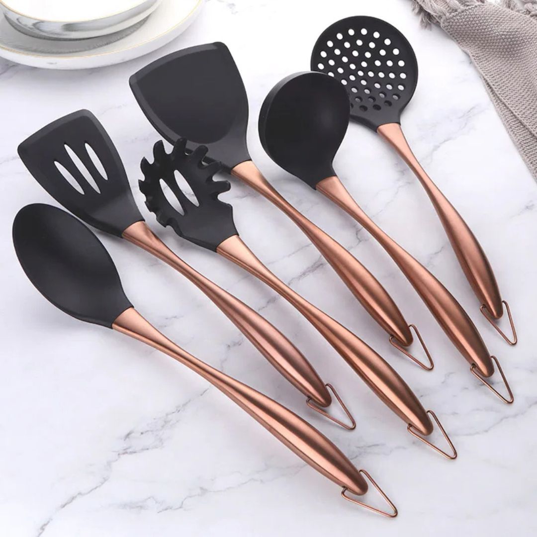 Stainless Steel Cooking Utensils Set & Kitchen Tools for Nonstick Cookware