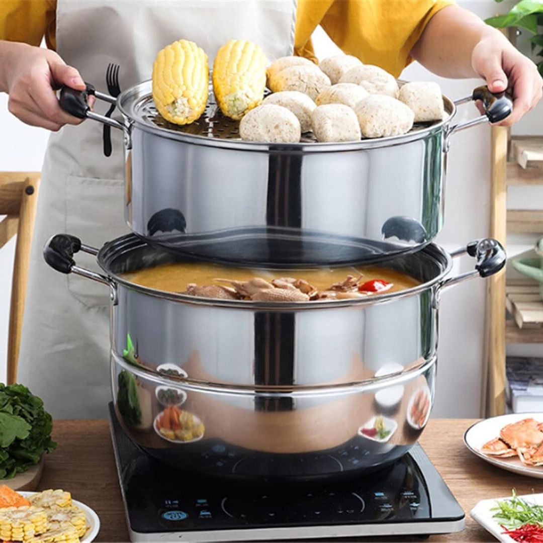 Steam Pot - Best 2/3/4-Layer Stainless Steel Kitchen Steamer for Veggies, Fish, & More