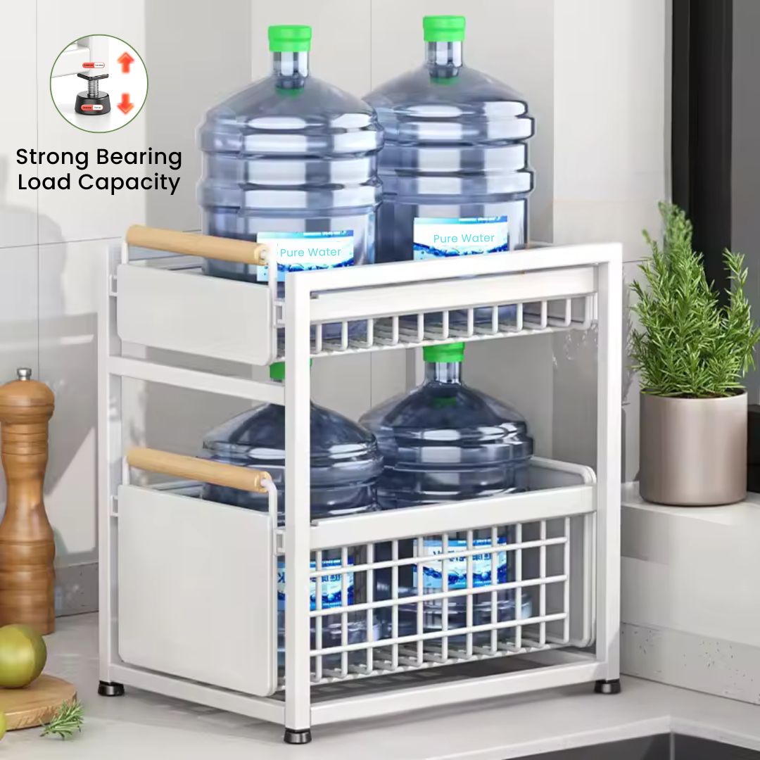 Under Sink Organizer - Multipurpose Shelf with Sliding Drawer for Kitchen & Bath