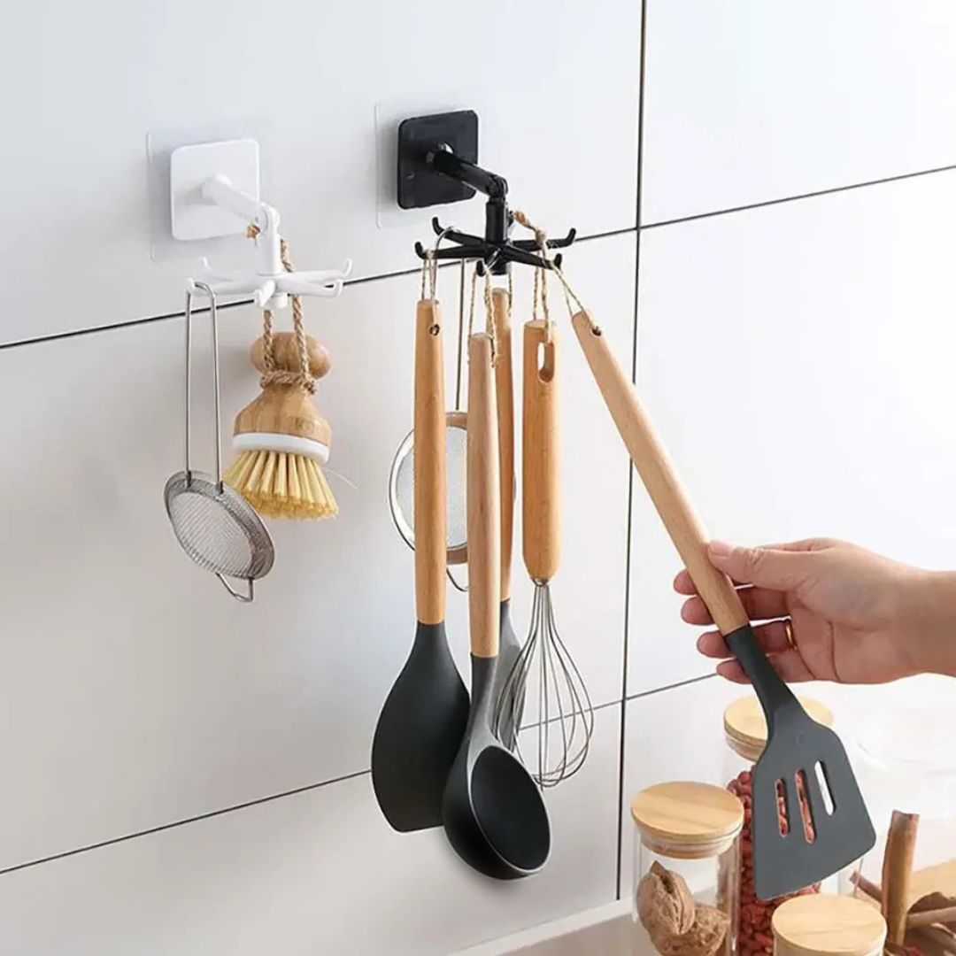 Utensil Hanger – 6 Stainless Steel Hooks for Modern Kitchen Storage, Durable Wall-Mounted Tool Organizer