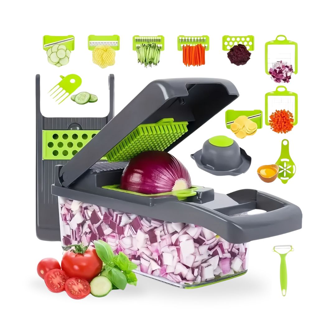 Vegetable Chopper and Slicer - Stainless Steel Dicer, Grater, and Cutter for Kitchen