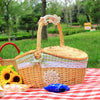 Wicker Basket with Handle green grid